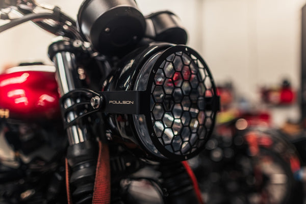 POULSON Scrambler headlight grill - With optional yellow lens
