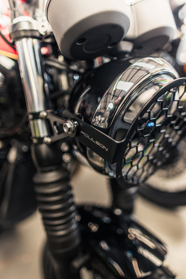 POULSON Scrambler headlight grill - With optional yellow lens