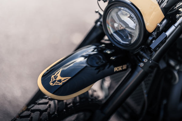 Poulson custom Fork covers to fit Triumph as seen on the 'Jackal'