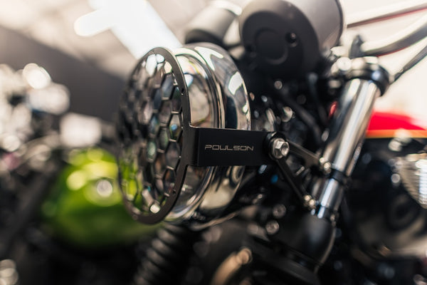 POULSON Scrambler headlight grill - With optional yellow lens