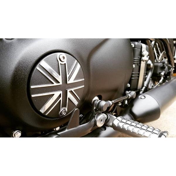 Motone Clutch Badge - Union Jack - Black/Polish Contrast Finish