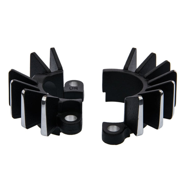 Motone Finned Exhaust Clamps - LC - Contrast Black Polish Finish