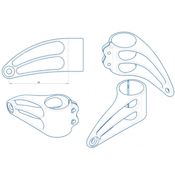 Motone Giger - Custom Headlight Brackets 41mm - Black