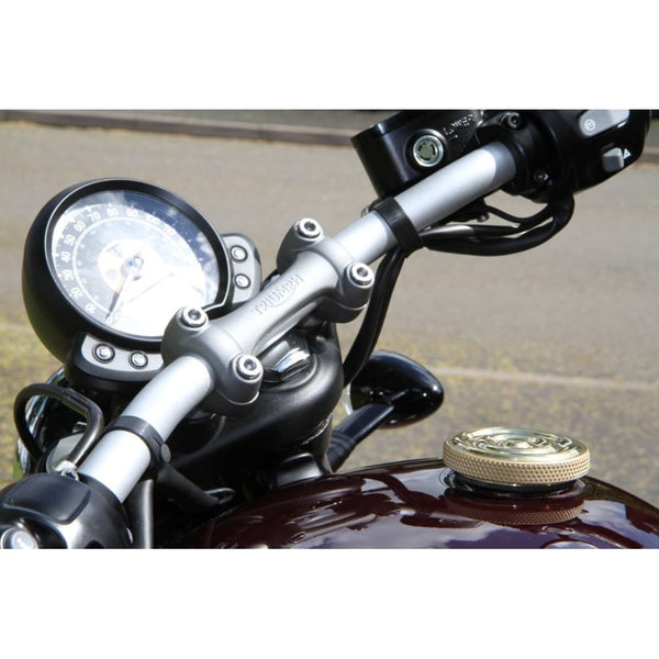 Motone Custom Fuel Gas Cap - Brass Rippled Top - Aluminium Thread - Ri