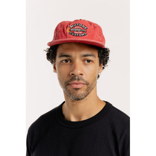 Motone OLD SPARKY 5-Panel Cotton Twill Hat - Red Washed Cotton
