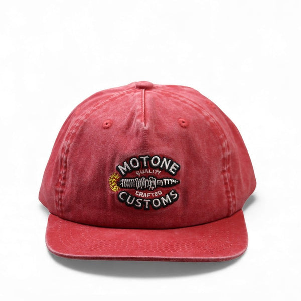 Motone OLD SPARKY 5-Panel Cotton Twill Hat - Red Washed Cotton