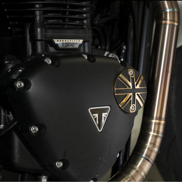 Motone 2 Tone Black & Brass ACG Engine Badge Union Jack Flag