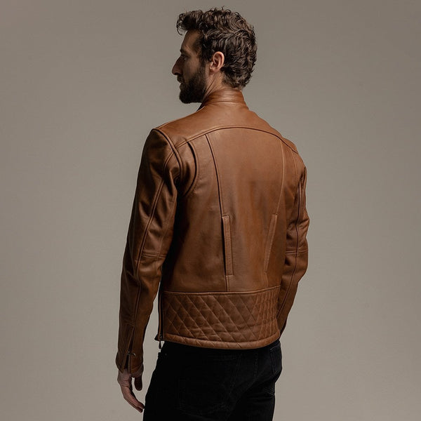 Motone Revolver Leather Jacket (Tobacco) - Extra Large Size: Extra Lar