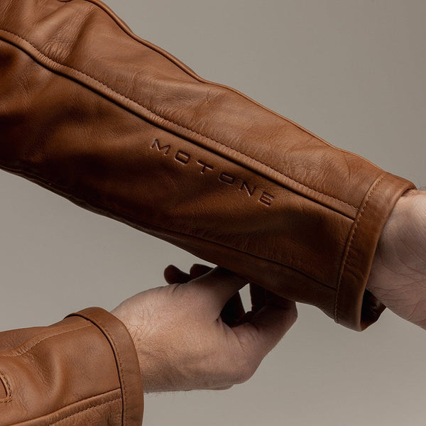 Motone Revolver Leather Jacket (Tobacco) - Extra Large Size: Extra Lar