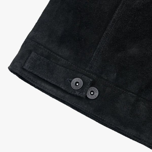 Motone ROUGHNECK Reverse Suede Trucker Jacket (Black) - Extra Large Si
