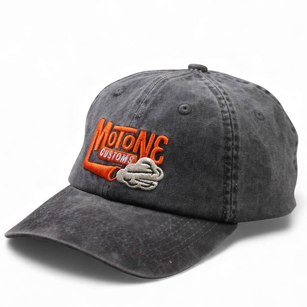 Motone SMOKER - 6-Panel Vintage Cap - Black Washed Cotton