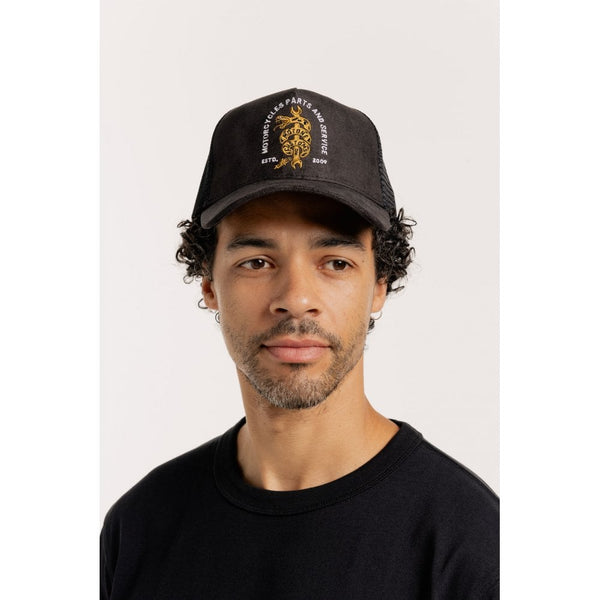 Motone SNAKE Trucker Cap - Black Suede Gold Snake