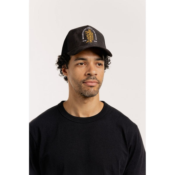 Motone SNAKE Trucker Cap - Black Suede Gold Snake