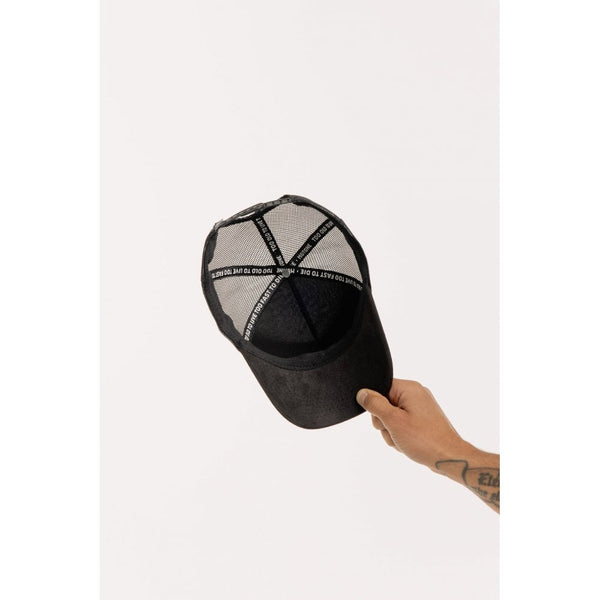 Motone SNAKE Trucker Cap - Black Suede Gold Snake