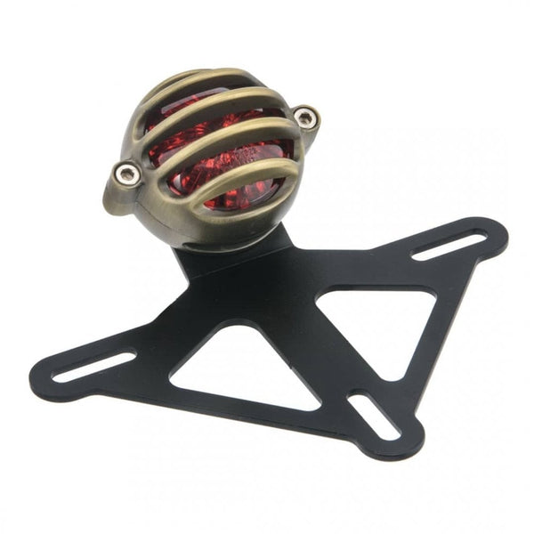 Motone Steel License/Number Plate Bracket Round Light