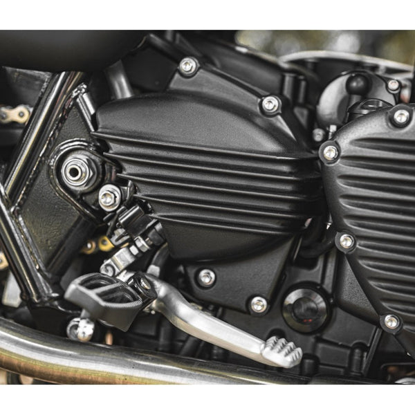 Motone Streamliner Sprocket Cover - Ribbed - Black Fins - LC - Street