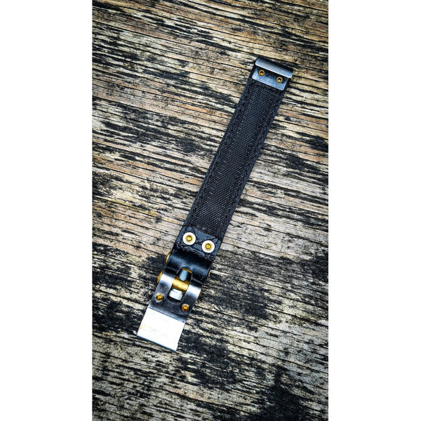 Motone Beltane - Bobber Battery Strap Black Leather & Brass