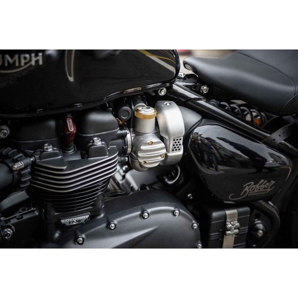 Motone TPS Carb/Throttle Body Cover - Pair - Ribbed/Finned - Shot Blas