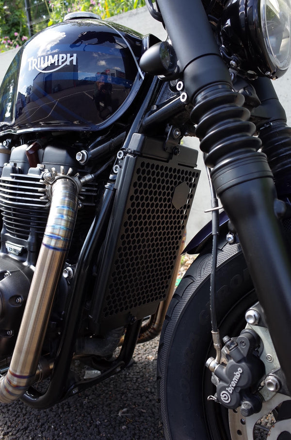 Poulson ~ Custom Triumph Bobber radiator guard