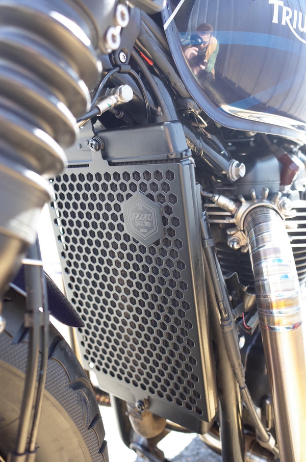Poulson ~ Custom Triumph Bobber radiator guard