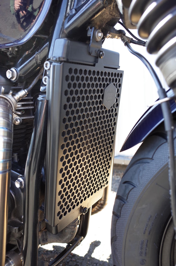 Poulson ~ Custom Triumph Bobber radiator guard