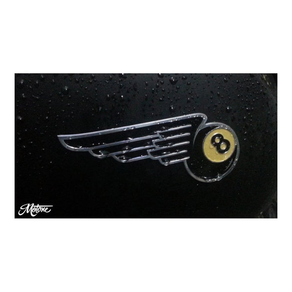 Motone Winged 8-Ball Fuel Tank/Side Panel Emblems - Billet