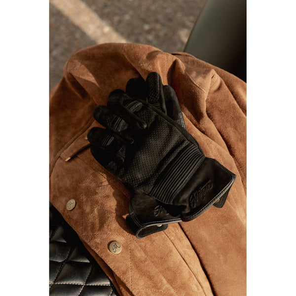 Motone WRAITH - Motorcycle Riding Gloves - Nubuck Leather - Black