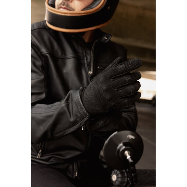 Motone WRAITH - Motorcycle Riding Gloves - Nubuck Leather - Black