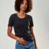 EUDOXIE - Vintage black embroidered T Shirt