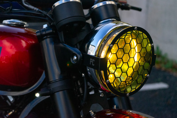 BSA POULSON Scrambler headlight grill - With optional yellow lens