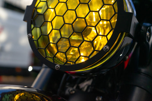 BSA POULSON Scrambler headlight grill - With optional yellow lens