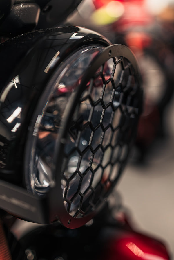 POULSON Scrambler headlight grill - With optional yellow lens