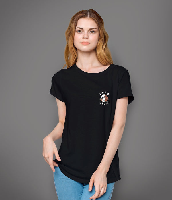 DEAD BRAVE - Skull & Roses T-Shirt, Black