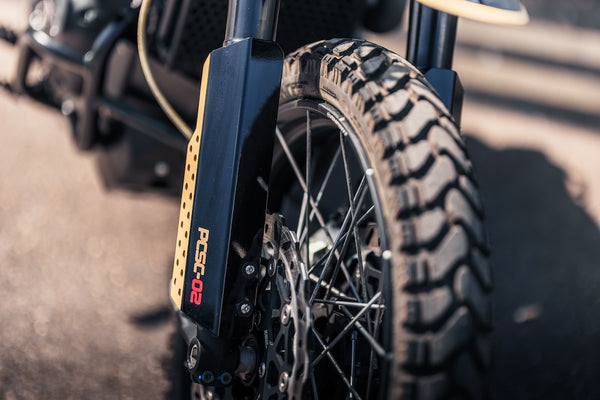 Poulson custom Fork covers to fit Triumph as seen on the 'Jackal'