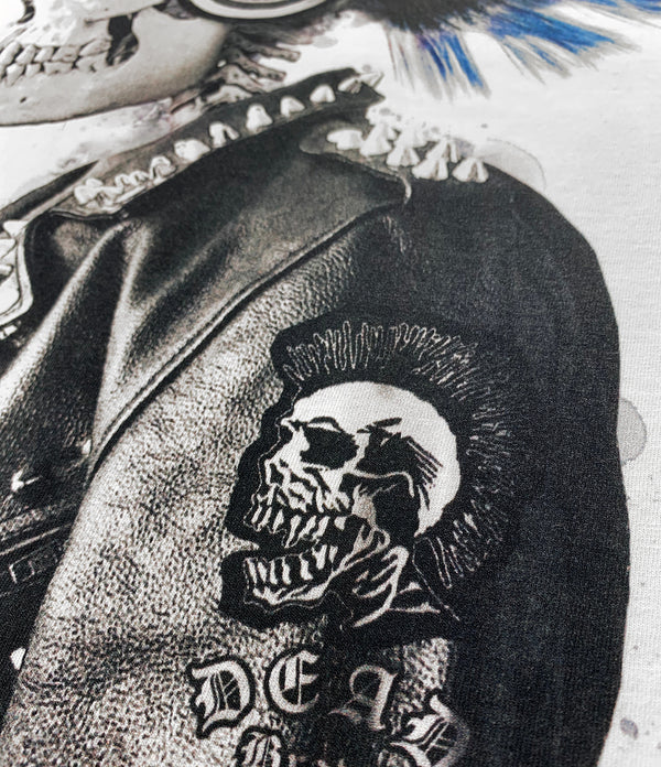 DEAD BRAVE - Punked Skull T-Shirt, White