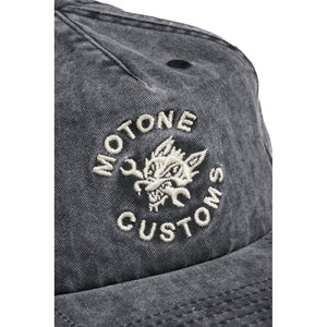 Motone ACIDWOLF -Panel Cotton Twill Hat - Black Washed Cotton