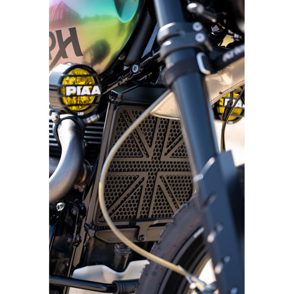 Motone Billet Radiator Guard - Union Jack Black - SCR1200