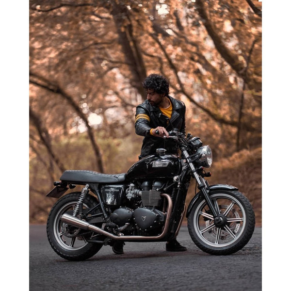 Motone Bonneville Dual Seat - Rattlesnake Tail - Black