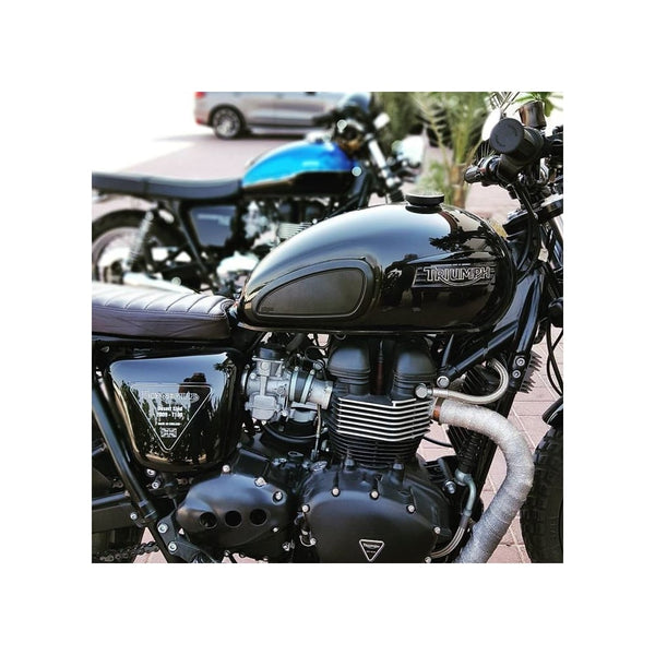 Motone Fuel/Gas/Petrol Tank Custom Knee Pads - Black Pinstripe