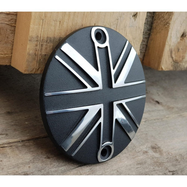 Motone Clutch Badge - Union Jack - Black/Polish Contrast Finish