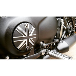 Motone Clutch Badge - Union Jack - Black/Polish Contrast Finish