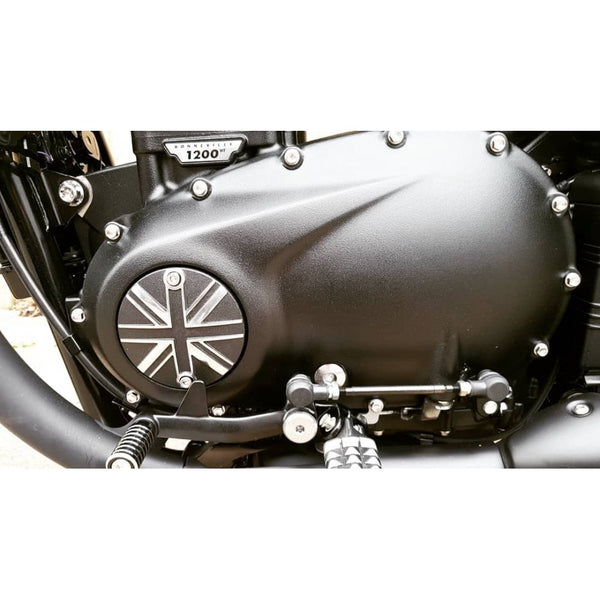 Motone Clutch Badge - Union Jack - Black/Polish Contrast Finish
