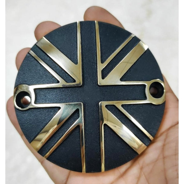Motone 2Tone Brass &amp; Black ACG Engine Badge Union Jack Flag