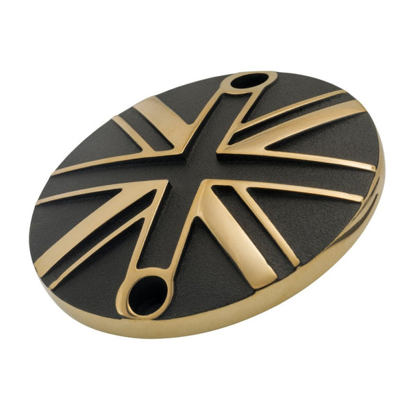 Motone 2Tone Brass &amp; Black ACG Engine Badge Union Jack Flag