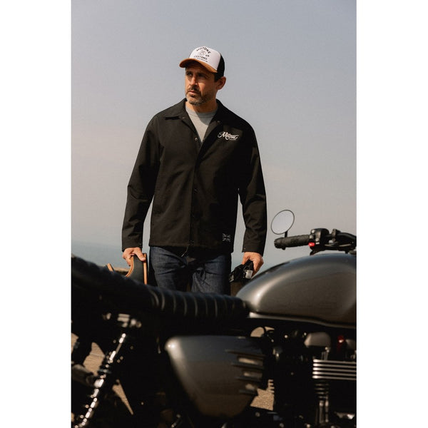 Motone Coach Jacket - Black/Ecru - Large Size: Large