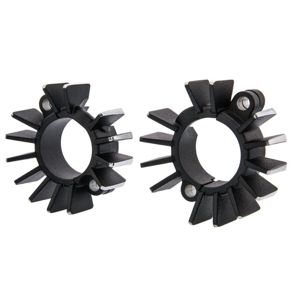 Motone Finned Exhaust Clamps - LC - Contrast Black Polish Finish