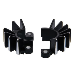 Motone Finned Exhaust Clamps - LC - Contrast Black Polish Finish