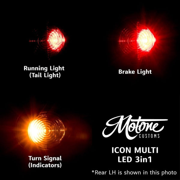 Motone ICON LED 3in1 BLACK Brake/Taillight/Turn Signal/Indicator