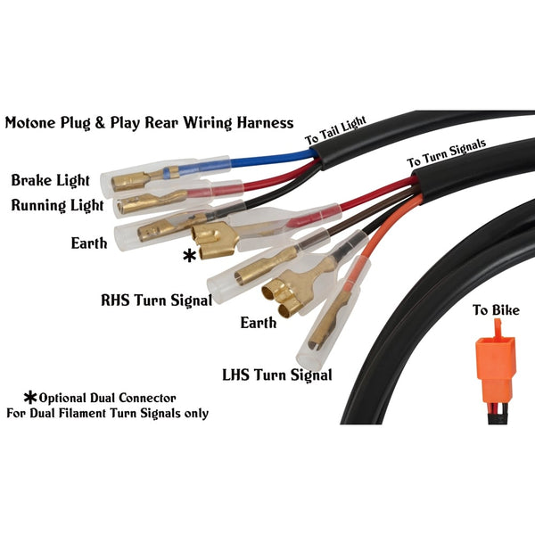 Motone Miller STOP Tail Light - Black - Tail Tidy Plate - Loom - KIT