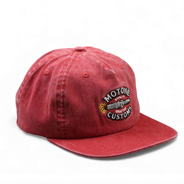 Motone OLD SPARKY 5-Panel Cotton Twill Hat - Red Washed Cotton